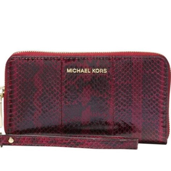 NWT ✅ Michael Kors Mulberry Snakeskin Set: Clutch Wristlet + Matching Wallet NWT - Picture 13 of 16